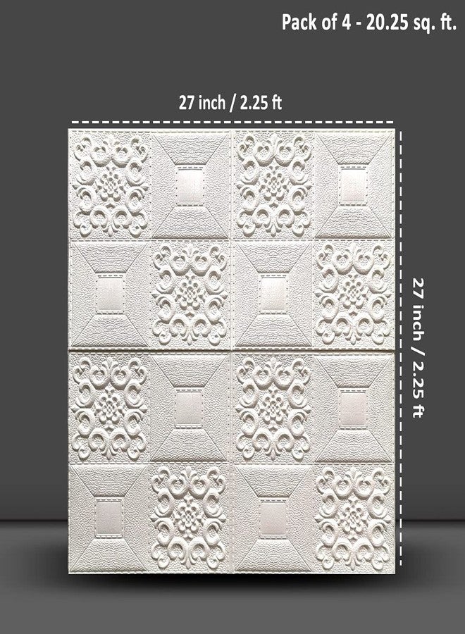 Wembley Self Adhesive Wallpaper for Wall Bedroom Wall Sticker Room Decoration Wall Tiles for Living Room 3D Foam Panels - 8MM 4 Pcs. - White - Image 3